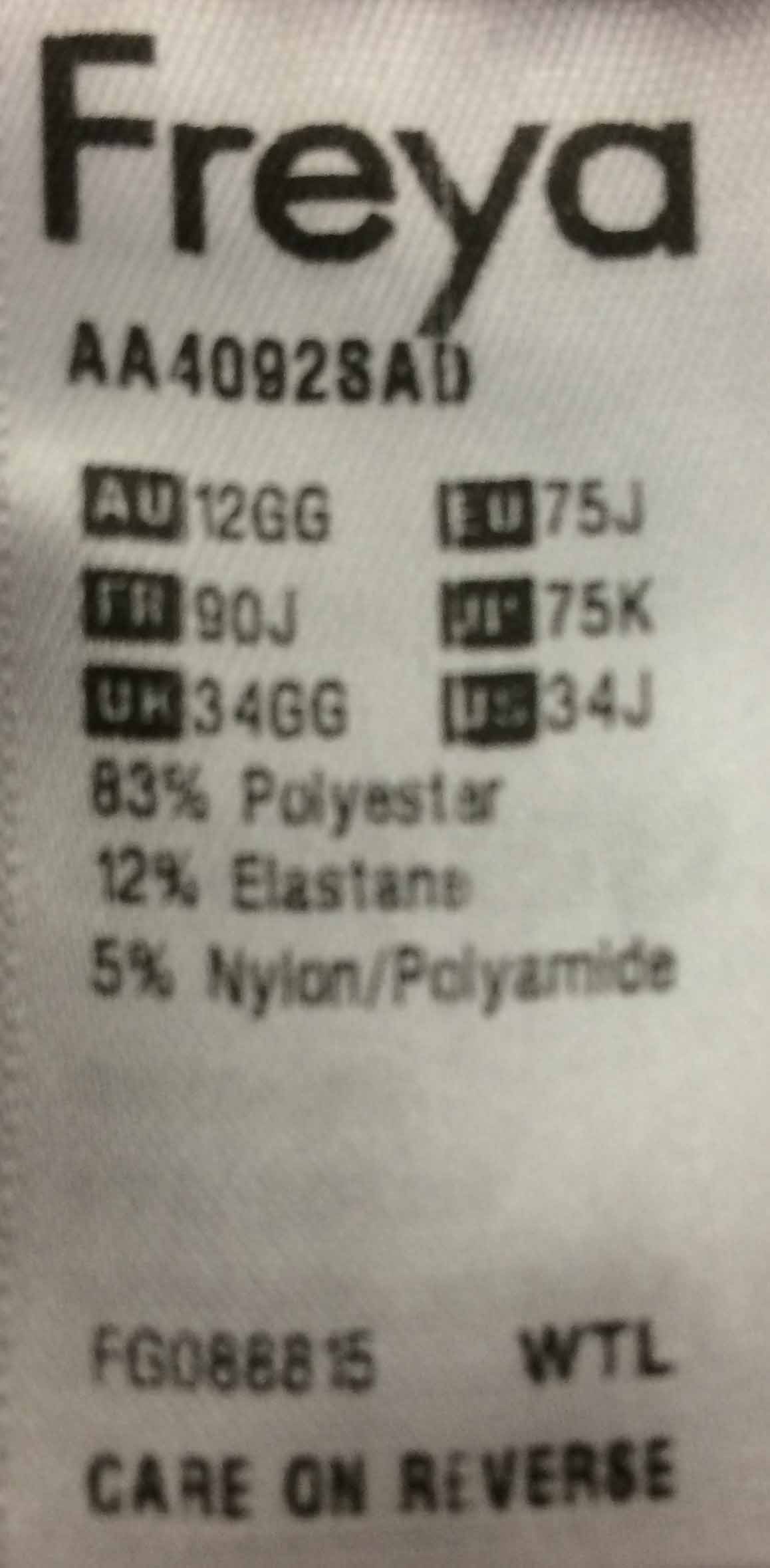 Freya Bra Size Chart