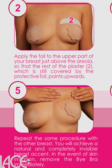 Bye Bra - Adhesive breast lift tape D-F cup with silicone nipple covers