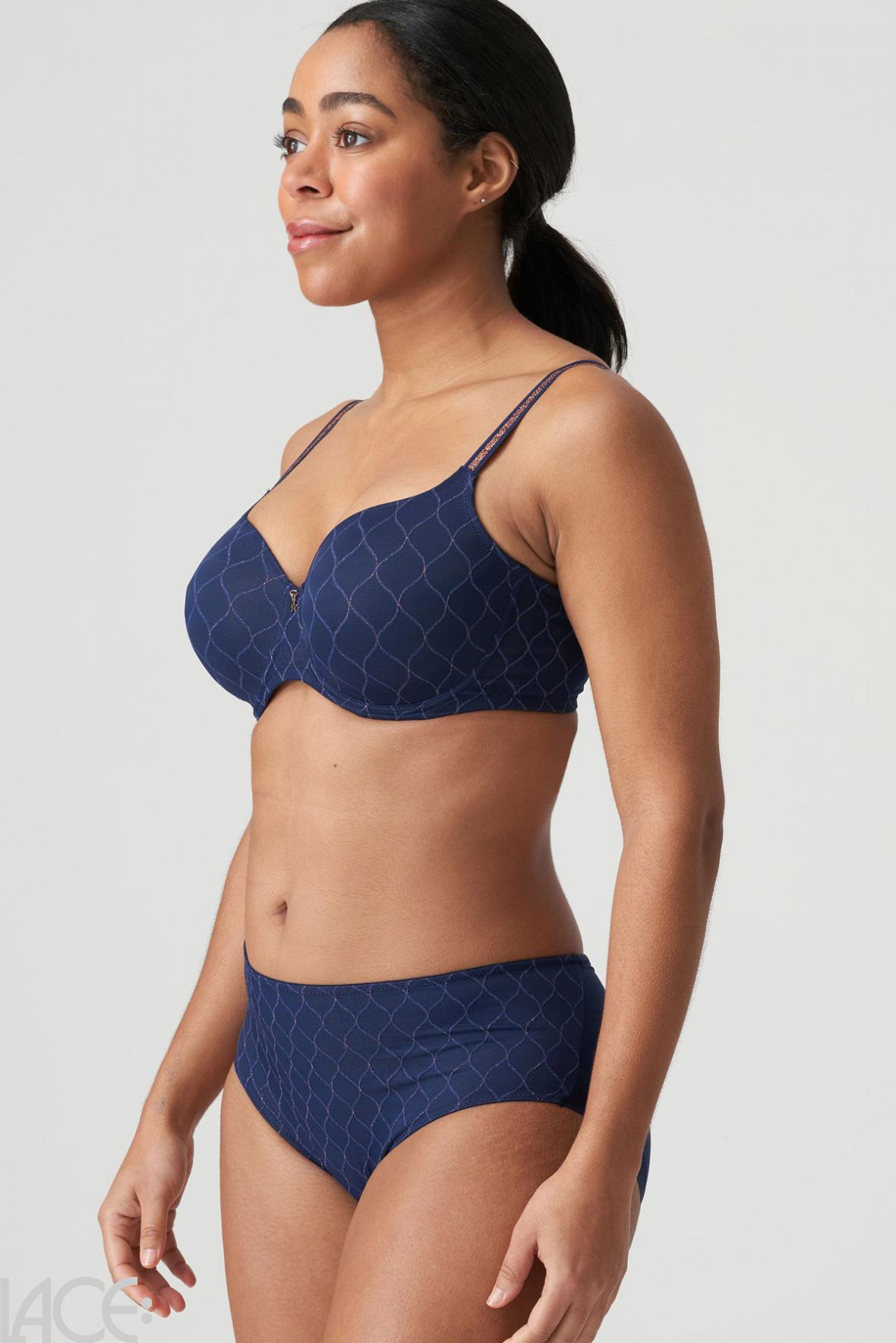 Cacique Lightly Lined Full Coverage Bra Underwire Navy Blue Stripe Size 44H