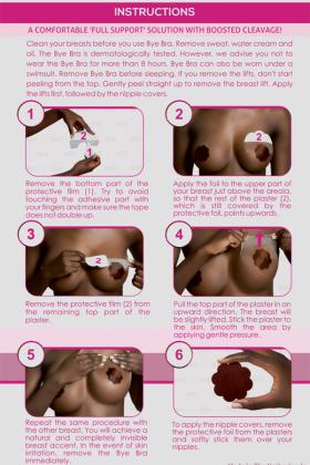 Bye Bra - Adhesive breast lift tape F-H cup with silk nipple covers