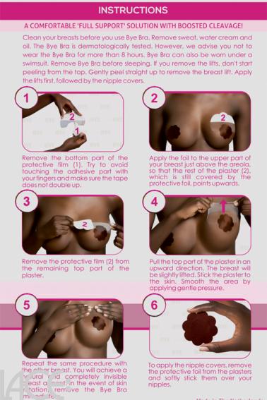 Bye Bra - Adhesive breast lift tape F-H cup with silk nipple covers