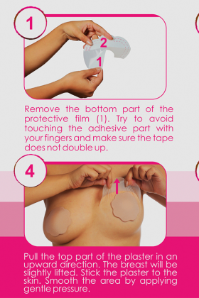 Bye Bra - Adhesive breast lift tape D-F cup with silicone nipple covers