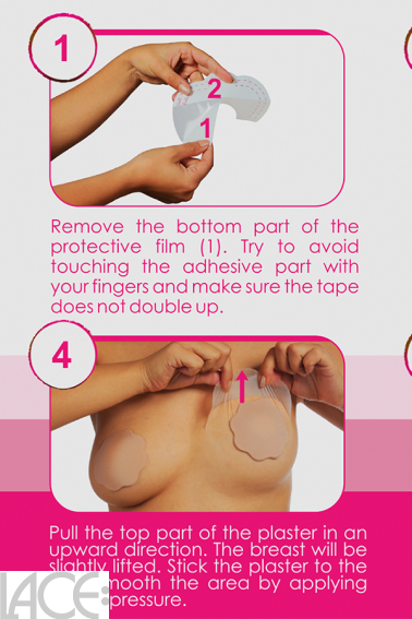 Bye Bra - Adhesive breast lift tape D-F cup with silicone nipple covers
