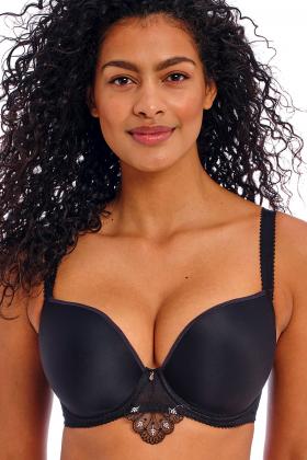 Freya Womens Soiree Lace Padded Plunge Bra, 36G, Black