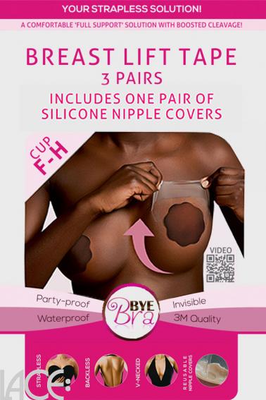 Bye Bra - Adhesive breast lift tape F-H cup with silicone nipple covers