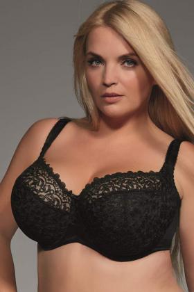 Plus Size Push Up Bra with Lace Inserts and Drawstrings - Krisline