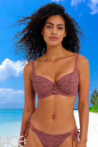 Freya Sundance Crochet Sweetheart Padded Underwire Bikini Top (3970)- Red