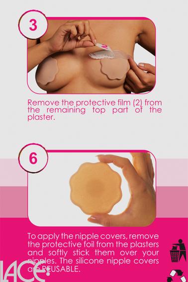 Bye Bra - Adhesive breast lift tape D-F cup with silicone nipple covers