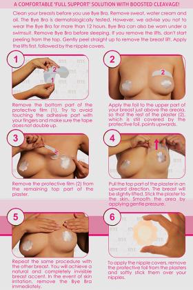 Bye Bra - Adhesive breast lift tape F-H cup with silk nipple covers