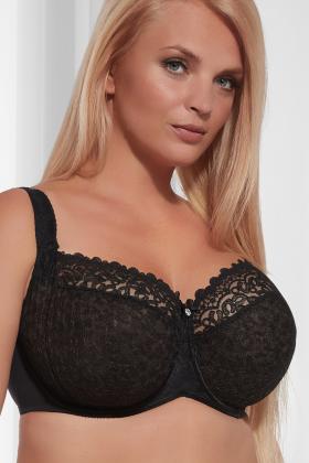 Plus Size Push Up Bra with Lace Inserts and Drawstrings - Krisline